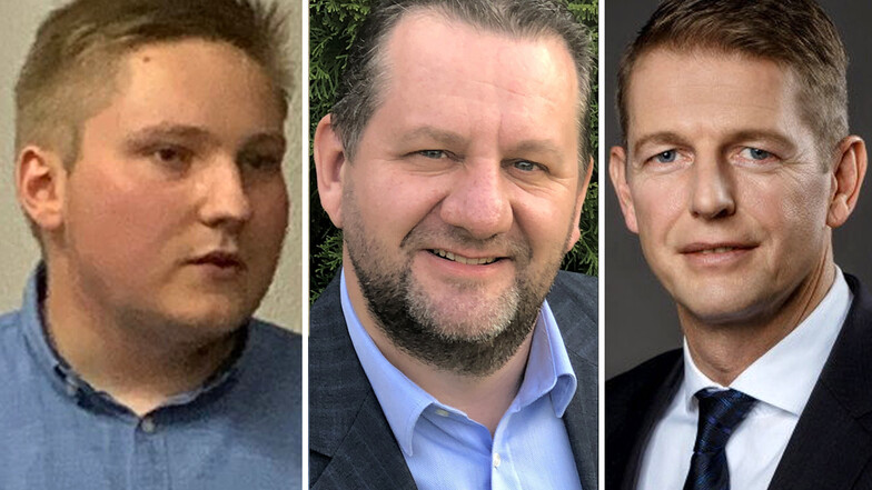 Sie stehen im Landkreis Bautzen als Kandidaten für die Bundestagswahl fest: von links Lukas Mosler (Grüne), Matthias Schniebel (FDP), Karsten Hilse (AfD).