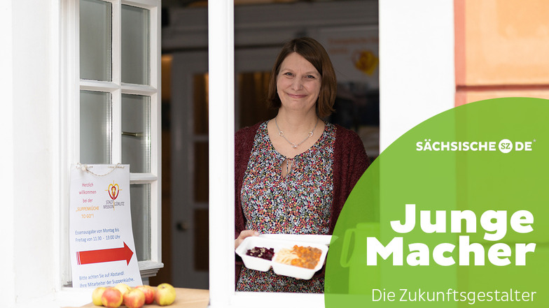 Anika Arlt leitet die Görlitzer Stadtmission, wo Bedürftige eine kostenlose warme Mahlzeit bekommen können.