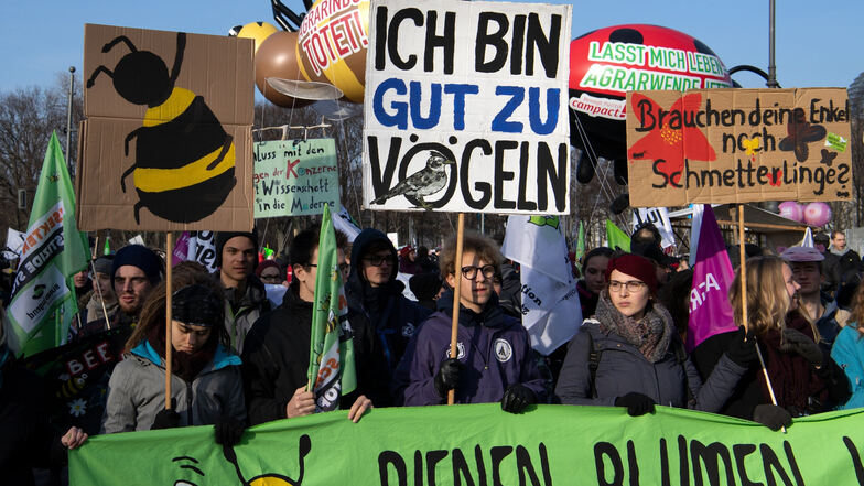 Die Demonstration in Berlin stand unter dem Motto "Wir haben Agrarindustrie satt!".