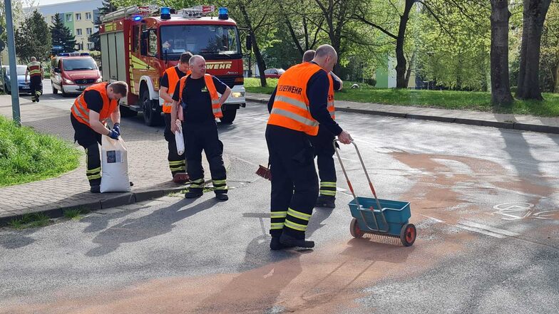 Feuerwehr beseitigt Ölspur in Döbeln-Nord