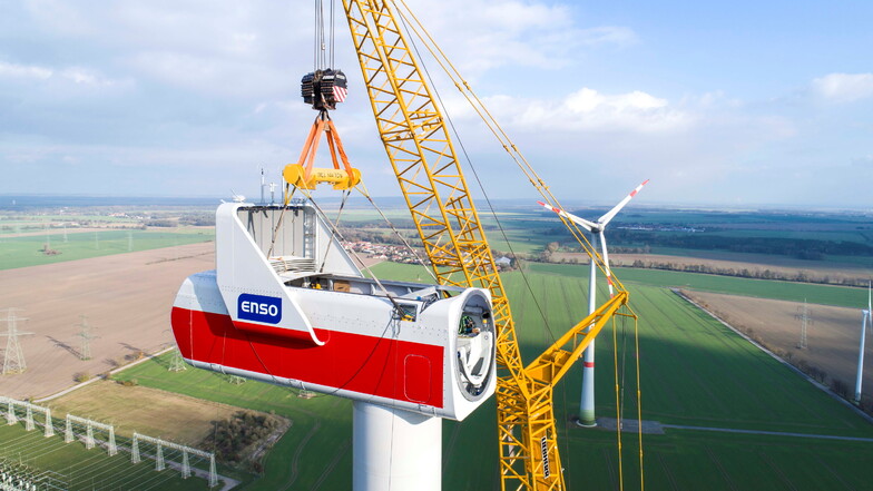 Ausbau: In Streumen bei Glaubitz im Kreis Meißen vergrößert die Sachsen-Energie einen bestehenden Windpark. In Sachsen gibt es rund 900 Anlagen, in diesem Jahr wurden mehr abgerissen als gebaut.
