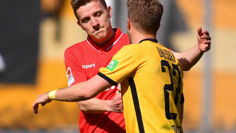 Niklas Hauptmann (links)  und Patrick Möschl werden nach der Winterpause nicht gemeinsam für Dynamo spielen.