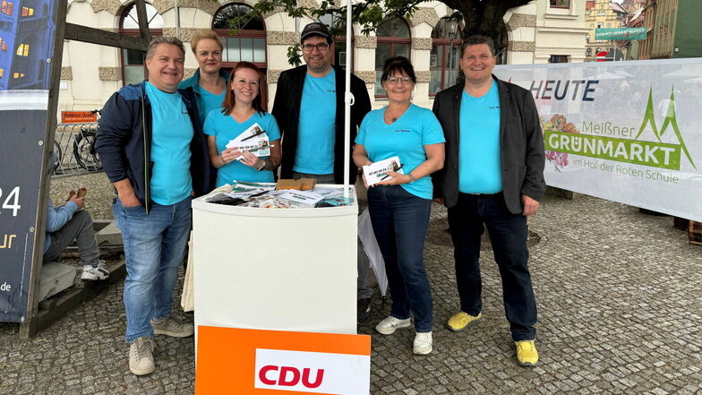 Sie treten für die CDU zur Stadtratswahl am 9. Juni an: Uwe Reichel, Heike Zimmer Andreas Krause, Anna Bräunig, Simone Panitz und Sven Auerswald (v.r.n.l.).