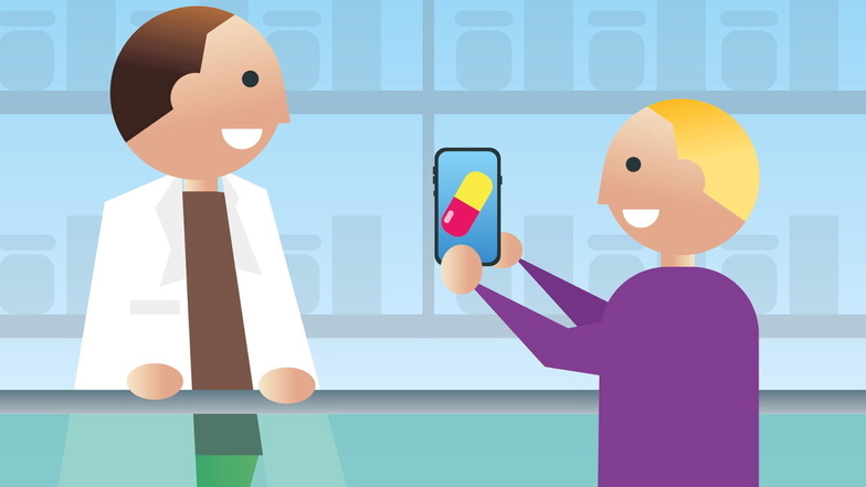 Statt eines rosa Zettels zeigen Nutzer des E-Rezepts in der Apotheke die Verordnung des Arztes auf ihrem Smartphone vor.