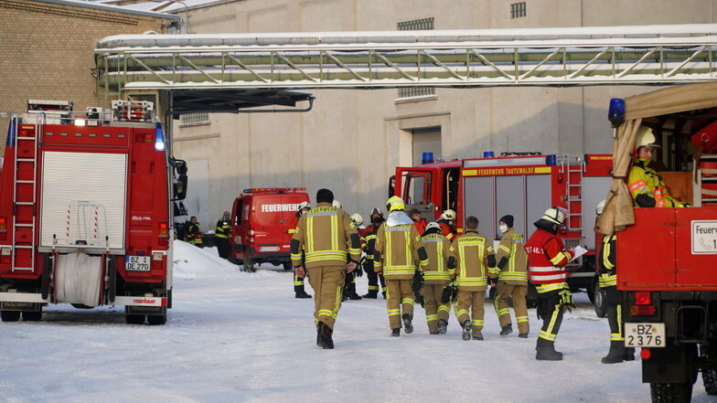 Mit einem Großaufgebot rückte die Feuerwehr am Mittwochmorgen zur Vegro Teppichboden GmbH nach Kirschau aus.
