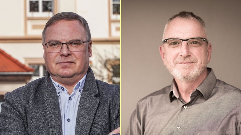 Zwei Kandidaten stehen in Neukirch/Lausitz zur Wahl: Amtsinhaber Jens Zeiler (CDU, l) und Torsten Sikora (parteiloser Einzelbewerber)