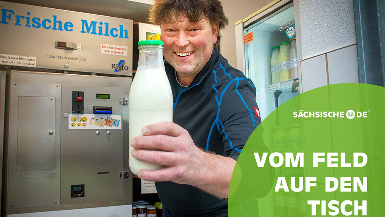 Landwirtschaftsbetrieb Alexander Zschaage in Nauhain: Er stellt frische Milch im Automaten zur Verfügung.