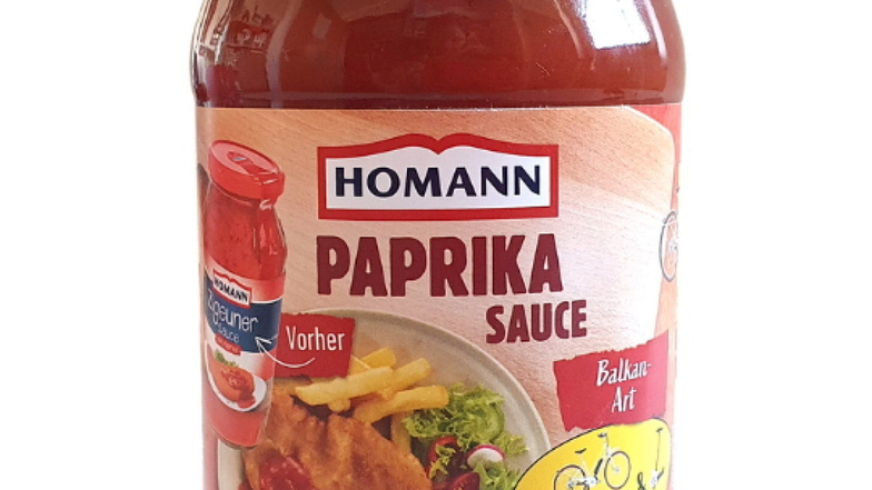 Kandidat 2: Die „Paprika Sauce Balkan Art“ von Homann gibt’s nun in einem schlankeren Glas. Kunden erhalten 400 Milliliter für 1,49 Euro statt wie bisher 500 Milliliter für 0,99 Euro. Der Preisanstieg: rund 88 Prozent. Foto: Verbraucherzentrale Hamburg