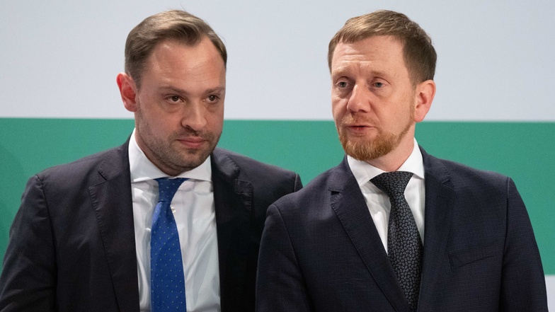 Mit einem guten Plan für Sachsen und mit Ministerpräsident Michael Kretschmer (r.) hofft CDU-Generalsekretär Alexander Dierks (l.) bei der Landtagswahl auf mehr Zuspruch für seine Partei. Am Wochenende  will man ein neues Regierungsprogramm beschließen.