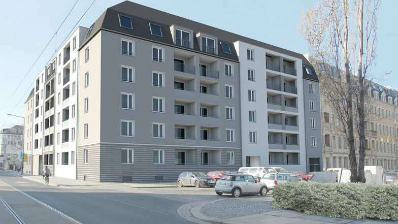 Auf dem bisher ungenutzten Grundstück an der Schäferstraße entsteht bis 2022 ein U-förmiger Neubau mit Sozialwohnungen.