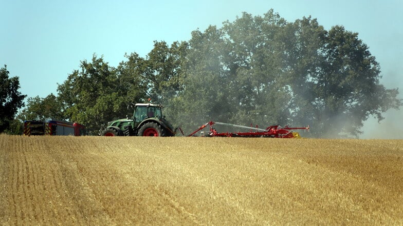 Nahe der Leipziger Straße in Döbeln brannte am Dienstagvormittag ein Feld. Mithilfe der Landwirte gelang es der Feuerwehr den Brand schnell unter Kontrolle zu bringen und zu löschen.