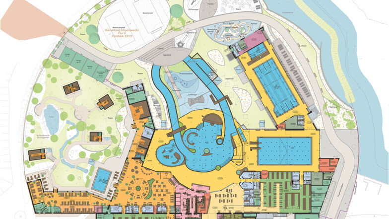 Die Zeichnung zeigt das künftige Aussehen des Lausitzbades.