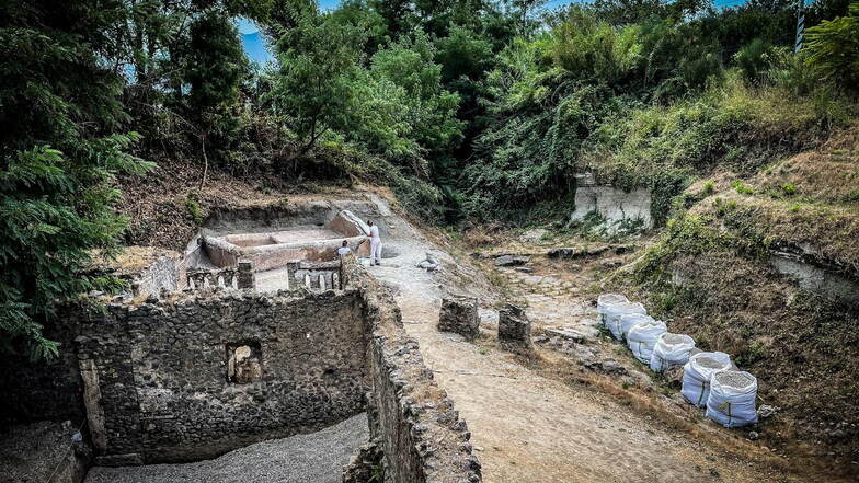 Die Grabanlage in der versunkenen Stadt Pompeji, in der die mumifizierten Überreste von Marcus Venerius Secundio gefunden wurden.