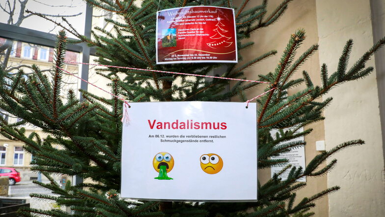 Weihnachtsdekoration im Zittauer Salzhaus zerstört