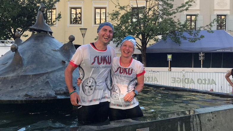 Die Leisnigerin Annett Naumann und konrad Muhl aus Chemnitz sind beim Brixen Dolomiten Marathon 2022 über 84 Kilometer als Team gestartet.