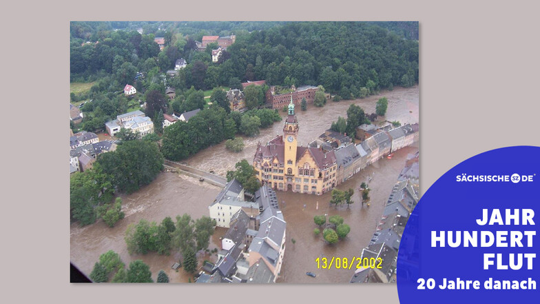 Die Innenstadt von Waldheim war 2002 komplett überflutet. Inzwischen wurde viel für den Hochwasserschutz getan.