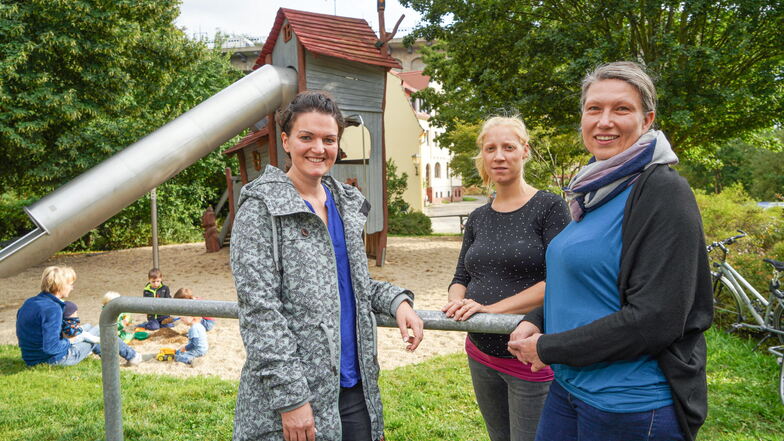 Christin Wegner, Kerstin Lawan und Antje Schierz (v.l.) engagieren sich beim Bautzener Stadtfamilienrat. Sie wollen ein Sprachrohr für Bautzens Eltern und Kinder sein.