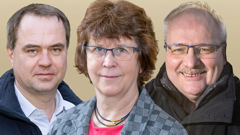 Bleiben alle drei Kandidaten für das Amt des Bürgermeisters für Neißeaue im Rennen? Per Wiesner und Evelin Bergmann (von links) sind noch am Überlegen. Für Ewald Ernst steht das fest.