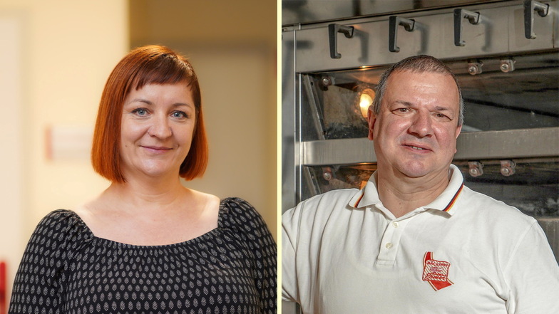 Sozialarbeiterin Manja Döcke und Bäckermeister Roland Ermer haben unterschiedliche Meinungen zum neuen Bürgergeld.