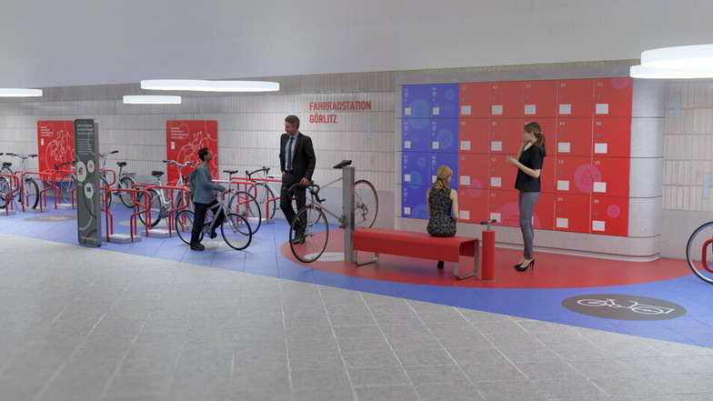 Der Durchgang im Bahnhof Görlitz wird schöner und heller. So soll die fertige Fahrradstation einmal aussehen.
