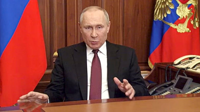 Wladimir Putin, Präsident von Russland, bei seiner Rede an die Nation.