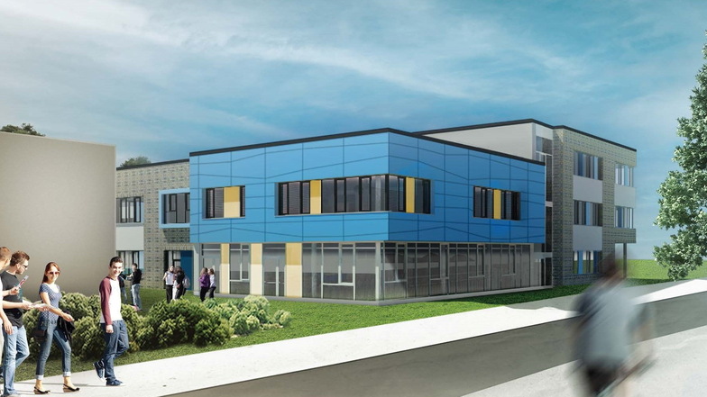 Der künftige Schulkomplex aus Neubau und Bestandsbauten soll mit einer Kombination aus Pellet- und Gasheizung betrieben werden.