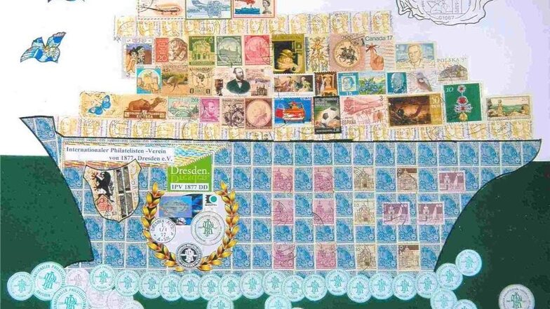 „Die Arche“ ist eine von Hunderten Collagen aus Briefmarken.