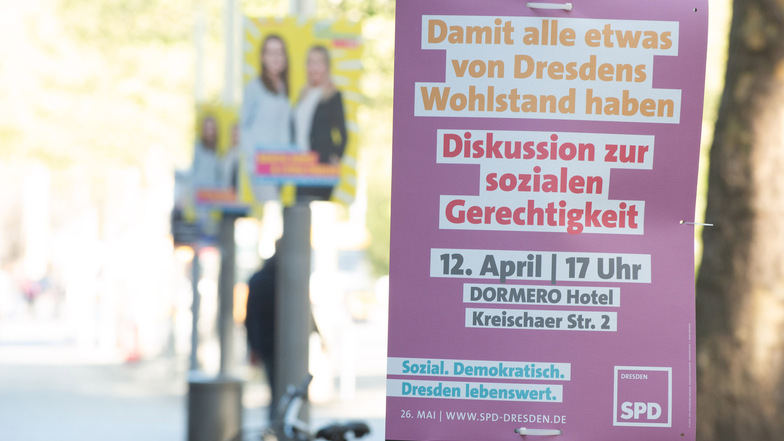 Viele Wahlen, viele Plakate: Im Mai war Dresden mit Wahlwerbung zugepflastert. Inzwischen sollten die Plakate längst weg sein.