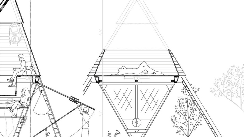 Geplant ist im Bielatal eine Hütte, die wie ein Kokon aussehen soll. Der Entwurf von Leonard Faust wird dafür als Grundlage genommen.