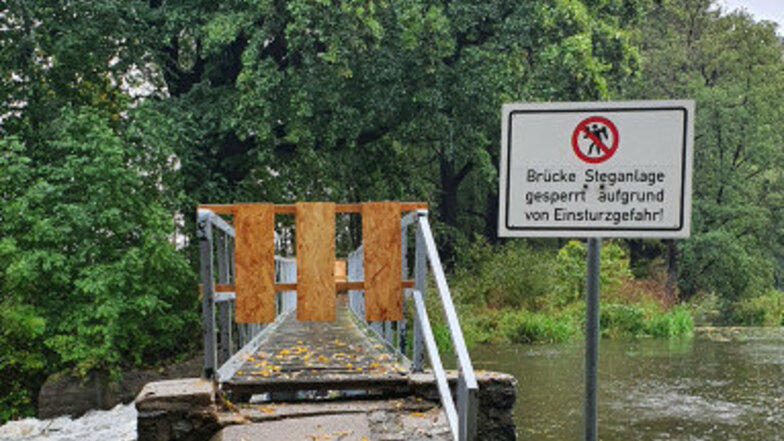Seit Mittwoch gesperrt ist diese Brücke nahe der Mühle Bauda.