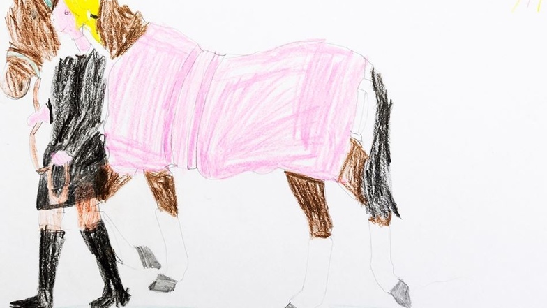 Johanna Leuthold schreibt zu ihrem Bild: „Ich wünsche mir ein Pferd aus Holz, auf dem man reiten kann.“