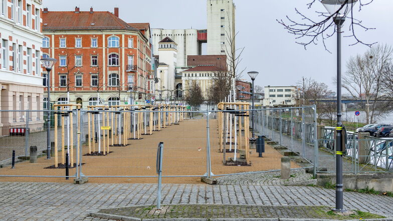 Noch vor Ostern soll der Bauzaun weg: Die Neugestaltung der Elbpromenade zwischen Niederlagstraße und An der Gasanstalt ist abgeschlossen.