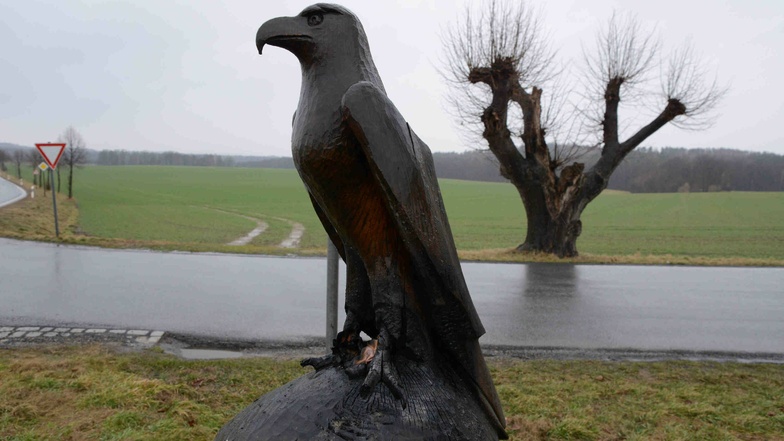 Unbekannte haben versucht, den Adler an der Lindenallee Großhennersdorf am Sonnabendmorgen anzuzünden.