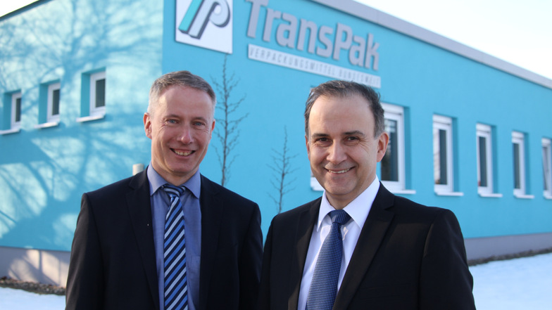 TransPak Döbeln will ein Logistikzentrum im Gewerbegebiet Mockritz bauen. Vorstand Markus Jürgens (links) und Geschäftsführer Olaf Walter sehen ihr Unternehmen auf einem guten Weg.