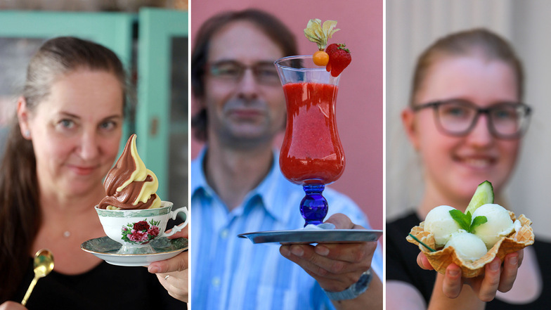 Mit Softeis aus der Tasse, Erdbeer-Frappé und Gurkeneis ist für jeden Eisgeschmack im Kamenzer Land gesorgt.