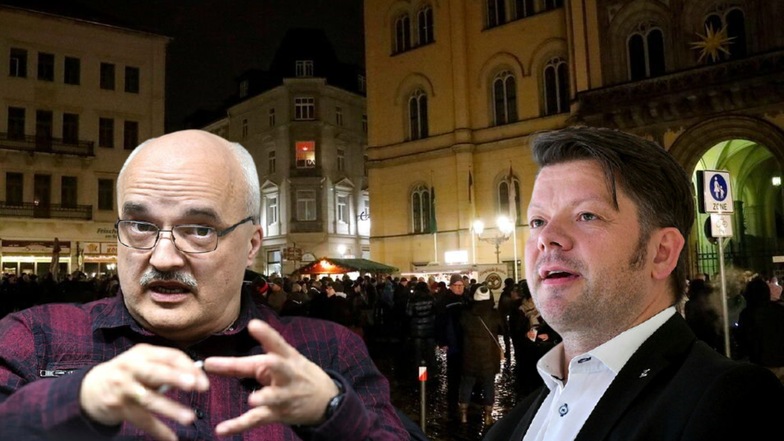Laut Zittaus AfD-Fraktions-Chef Jörg Domsgen (links) stellt sich Oberbürgermeister Thomas Zenker gegen einen Großteil der Zittauer und Oberlausitzer.