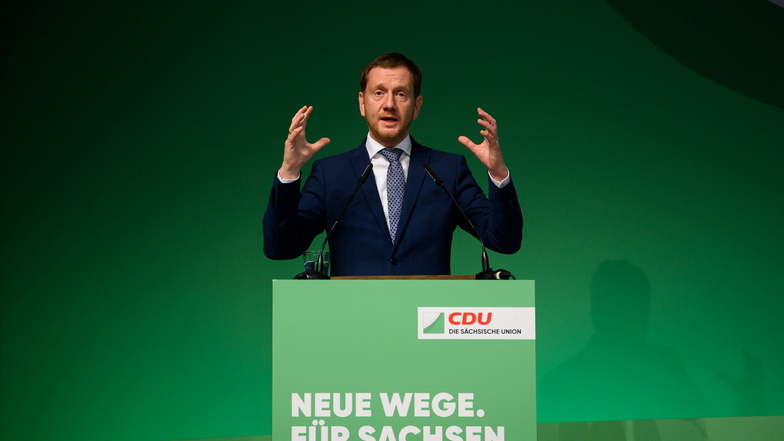 Michael Kretschmer spricht auf dem Landesparteitag der CDU Sachsen
