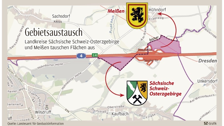 Der Landkreis Sächsische Schweiz-Osterzgebirge wird kleiner