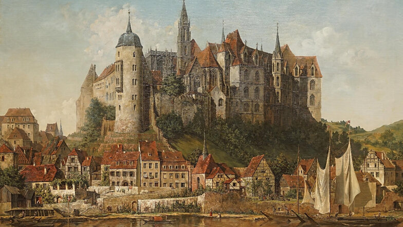 Heute ist die Albrechtsburg durchsaniert. Auf diesem 1871 von Ludwig Theaodor Choulant gemalten Ölbild sieht sie noch wie ein Märchenschloss aus.