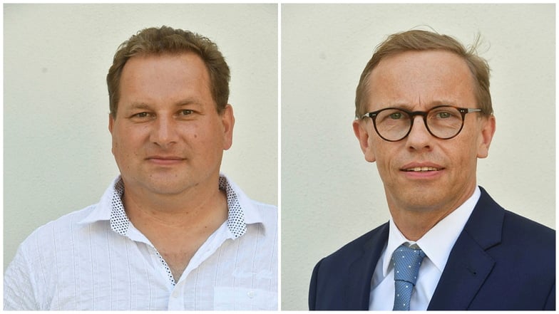 Frank Richter (l.) und Tino Besser (r.) von der AfD-Fraktion im Sebnitzer Stadtrat.
