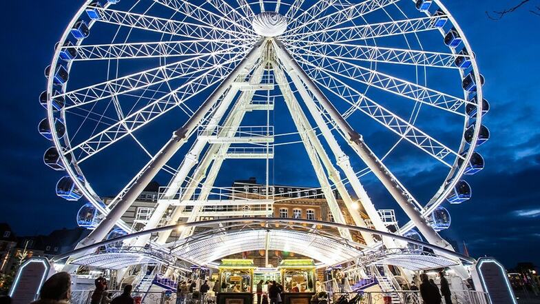 Das 55 Meter hohe Riesenrad "Wheel of Vision" war schon in vielen europäischen Metropolen zu Gast - noch bis zum 4. Oktober ist es in Dresden zu erleben.