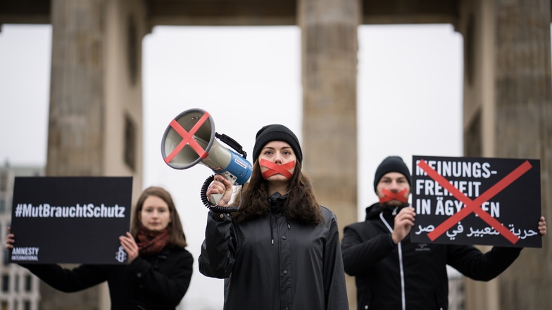 Bereits 2018 hat Amnesty in Berlin gegen den ägyptischen Präsidenten protestiert.