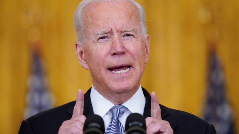 Joe Biden, Präsident der USA, spricht im Ostzimmer des Weißen Hauses über die Situation in Afghanistan. Biden ist es nicht gelungen, die Katastrophe in Afghanistan abzuwenden.
