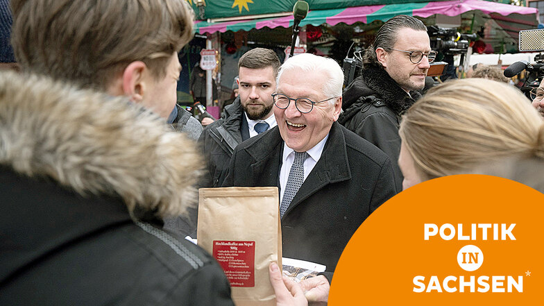 Bundespräsident Frank-Walter Steinmeier hat am Dienstag seinen dreitägigen Besuch in Freiberg gestartet. Zum Auftakt war er auch auf dem Weihnachtsmarkt unterwegs.